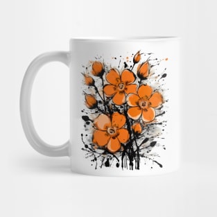 Orange Flowers Painting Street Art Style Mug